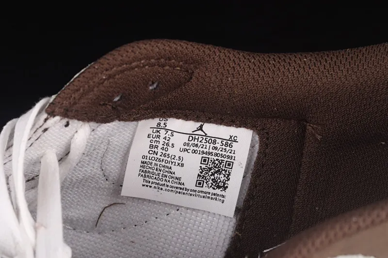 All Categories Air Jordan Jordan Series Basketball Shoes Air Jordan 1 Low Travis Scott x Air Jordan 1 Low OG AJ1 Joe 1 Overhook White Brown Suede Low-top Basketball Shoes DM2508-586